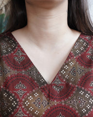 Maroon Designer Muslin Silk Dress