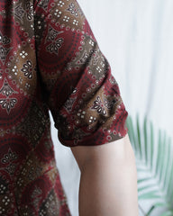 Maroon Designer Muslin Silk Dress