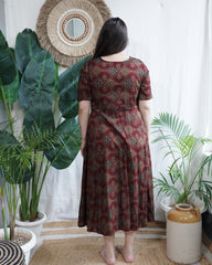 Maroon Designer Muslin Silk Dress