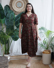 Maroon Designer Muslin Silk Dress