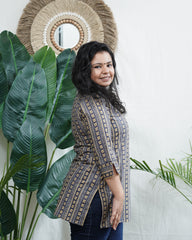 Geometric ban neck kurti
