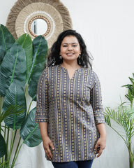 Geometric ban neck kurti