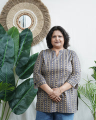 Geometric ban neck kurti