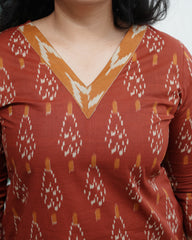 Rust ikkat print short kurti