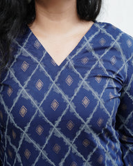 Blue geometric rayon kurti