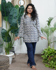 Cream overall rayon kurti