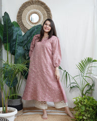 Dusty Rose Linen A-line kurta