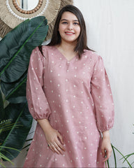 Dusty Rose Linen A-line kurta
