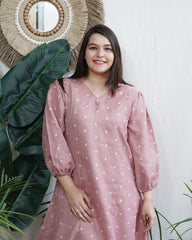 Dusty Rose Linen A-line kurta