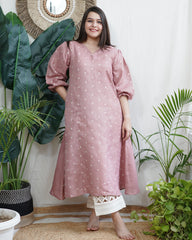 Dusty Rose Linen A-line kurta