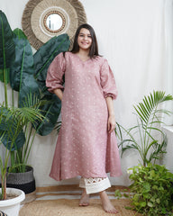 Dusty Rose Linen A-line kurta