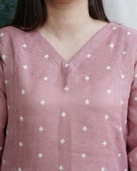 Dusty Rose Linen A-line kurta