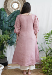 Dusty Rose Linen A-line kurta