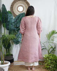 Dusty Rose Linen A-line kurta