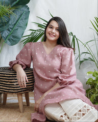 Dusty Rose Linen A-line kurta