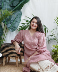 Dusty Rose Linen A-line kurta