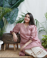 Dusty Rose Linen A-line kurta