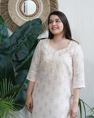 White Embroidered Yoke Kurta