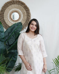 White Embroidered Yoke Kurta