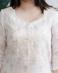 White Embroidered Yoke Kurta