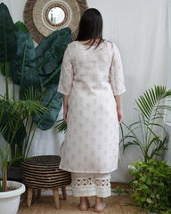 White Embroidered Yoke Kurta