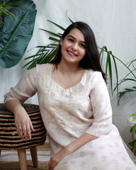 White Embroidered Yoke Kurta