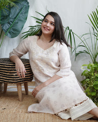 White Embroidered Yoke Kurta