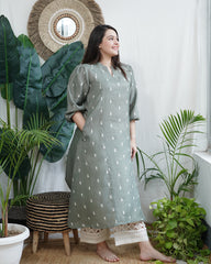 Olive Blossom A-line Kurta
