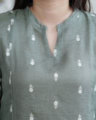 Olive Blossom A-line Kurta