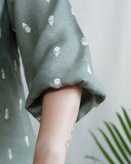 Olive Blossom A-line Kurta