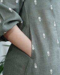 Olive Blossom A-line Kurta
