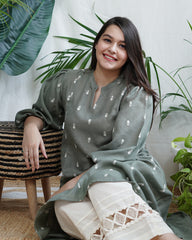 Olive Blossom A-line Kurta