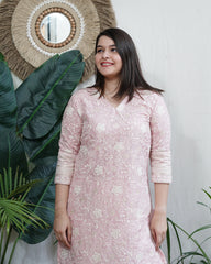 Pastel pink Lucknowi embroidered full suit set