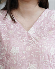 Pastel pink Lucknowi embroidered full suit set