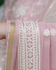 Pastel pink Lucknowi embroidered full suit set