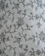 Cream Black yoke embroidered Full suit set