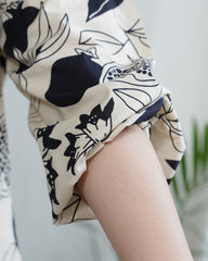 Anar print beige dress with lining