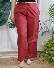 Maroon slub cotton palazzo