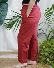 Maroon slub cotton palazzo