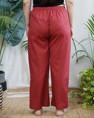 Maroon slub cotton palazzo