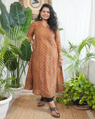 Mustard buti Chanderi Aline Kurta