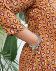 Mustard buti Chanderi Aline Kurta