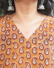 Mustard buti Chanderi Aline Kurta