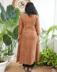 Mustard buti Chanderi Aline Kurta