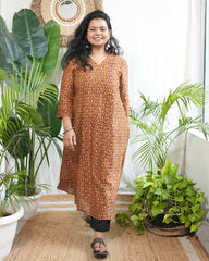 Mustard buti Chanderi Aline Kurta