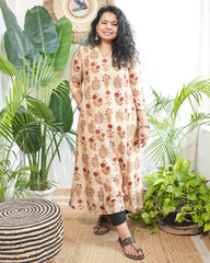 Cream Big Buta Chanderi Aline Kurta
