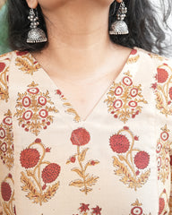 Cream Big Buta Chanderi Aline Kurta