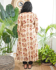 Cream Big Buta Chanderi Aline Kurta