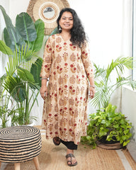 Cream Big Buta Chanderi Aline Kurta
