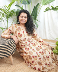 Cream Big Buta Chanderi Aline Kurta